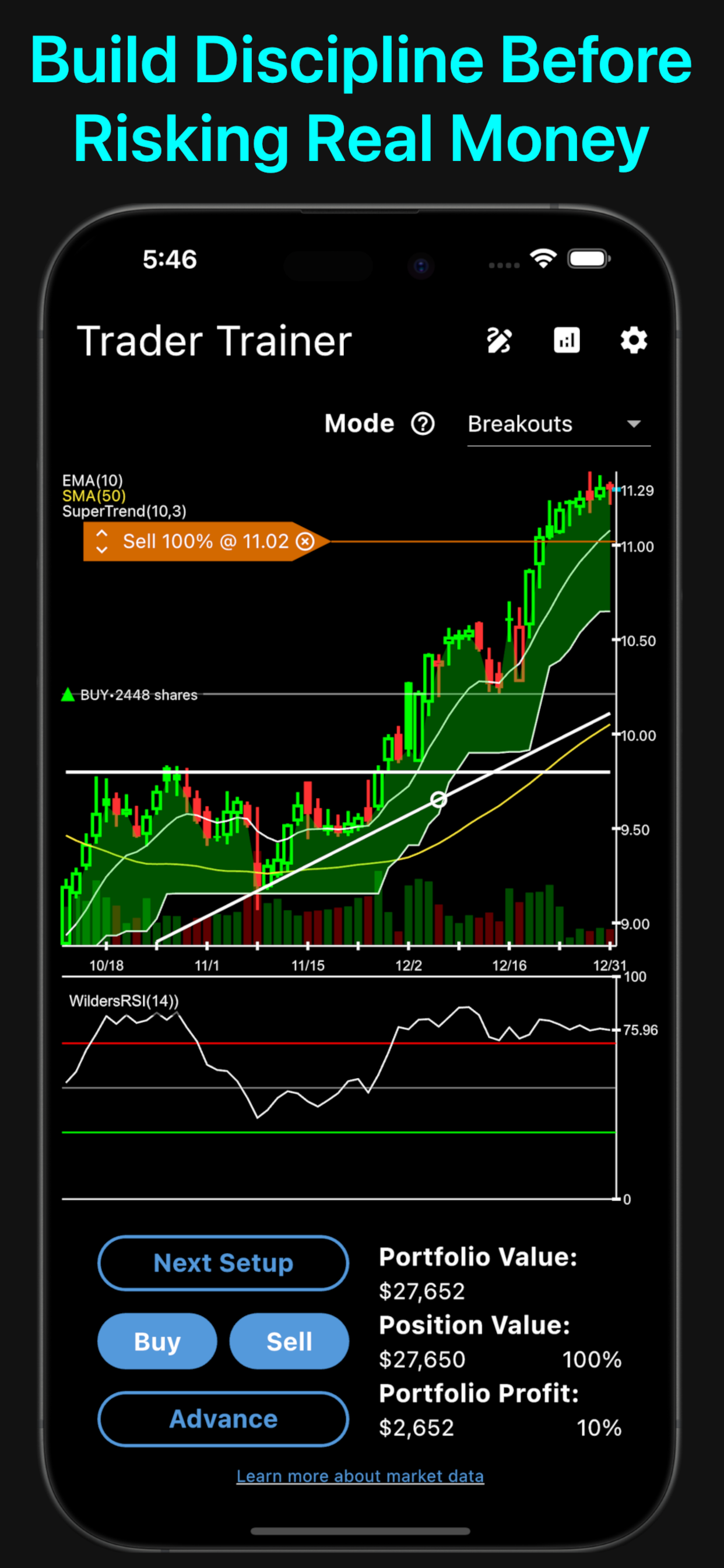 Trader Trainer trader level progression screen